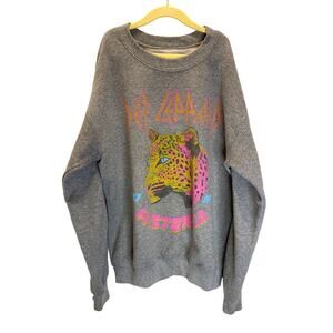 Gray Bright 80s Def Leppard Leopard Hysteria Crewneck Sweatshirt Small